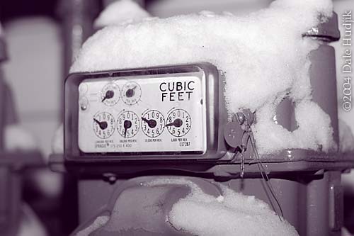 natural gas meter in snow