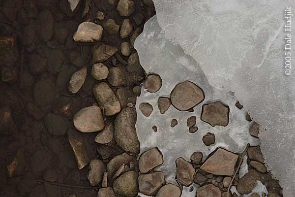 Frozen river stones