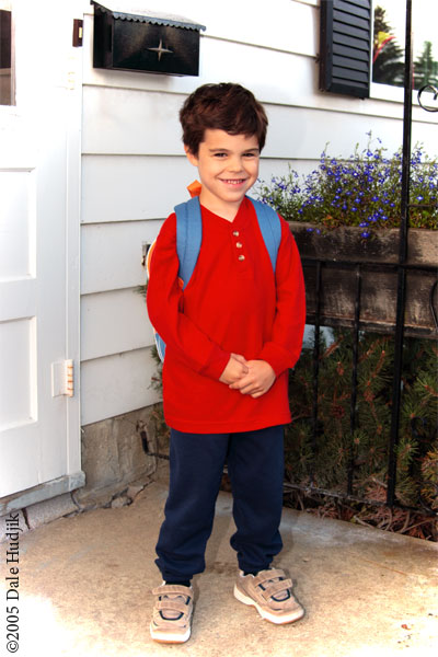 little boy going to kindergarten