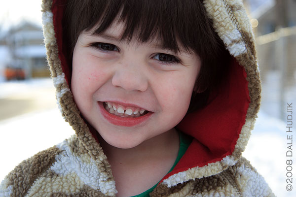 little boy with snow jacket